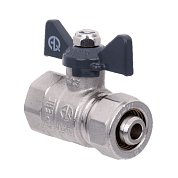 Кран шар. 1/2"х16 для МП труб вн. рез./цанга (бабочка) AQUALINK