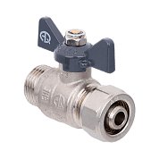 Кран шар. 1/2"х20 для МП труб нар. рез./цанга (бабочка) AQUALINK